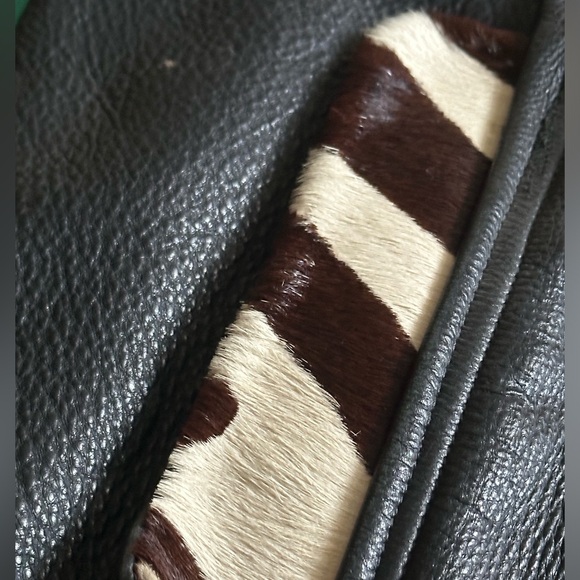 HEAVY Leather jacket- BULL HIDE and (faux) zebra hair - Picture 4 of 16